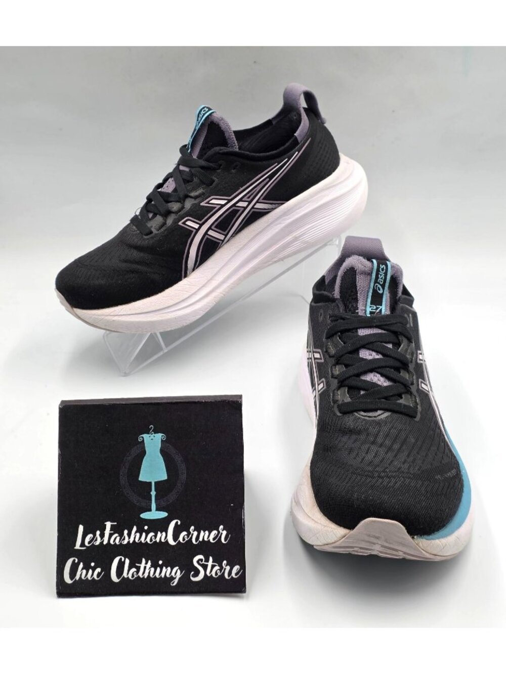 Asics Gel Women's Black Purple Nimbus 27 Running Athletic Sneakers Size 6.5 3952